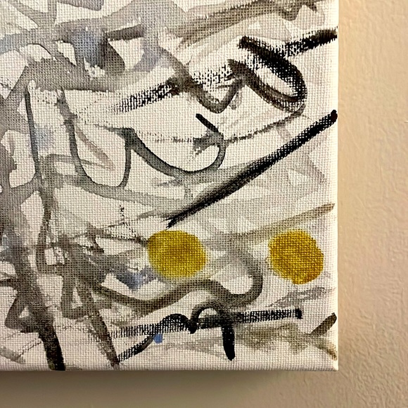 NEW Black and Gold Abstract Artwork (8x8inch Canvas Painting) - Picture 4 of 7